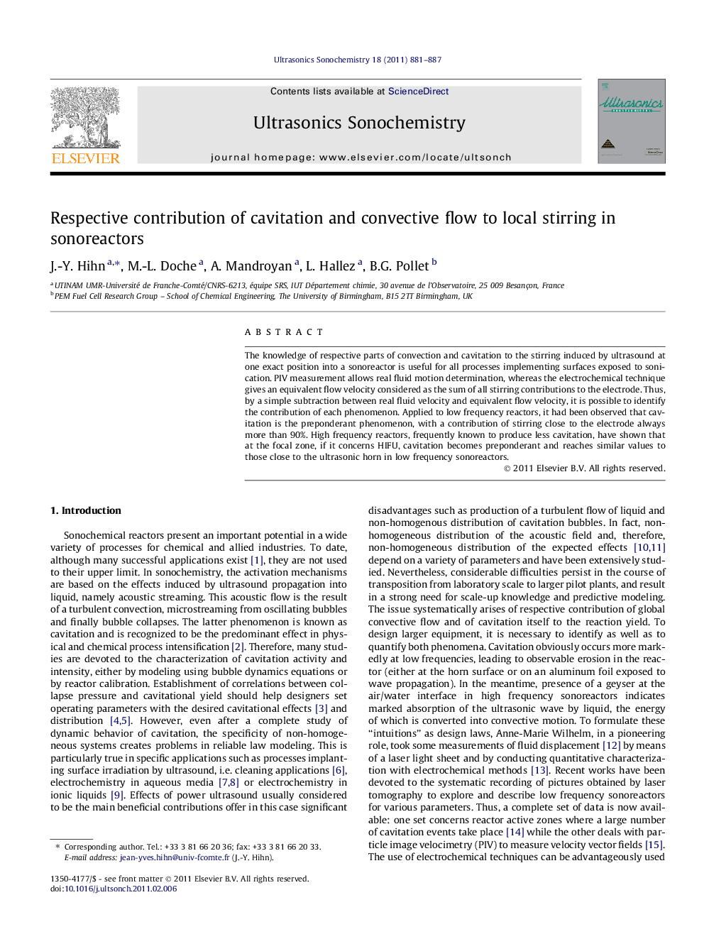 Respective contribution of cavitation and convective flow to local stirring in sonoreactors