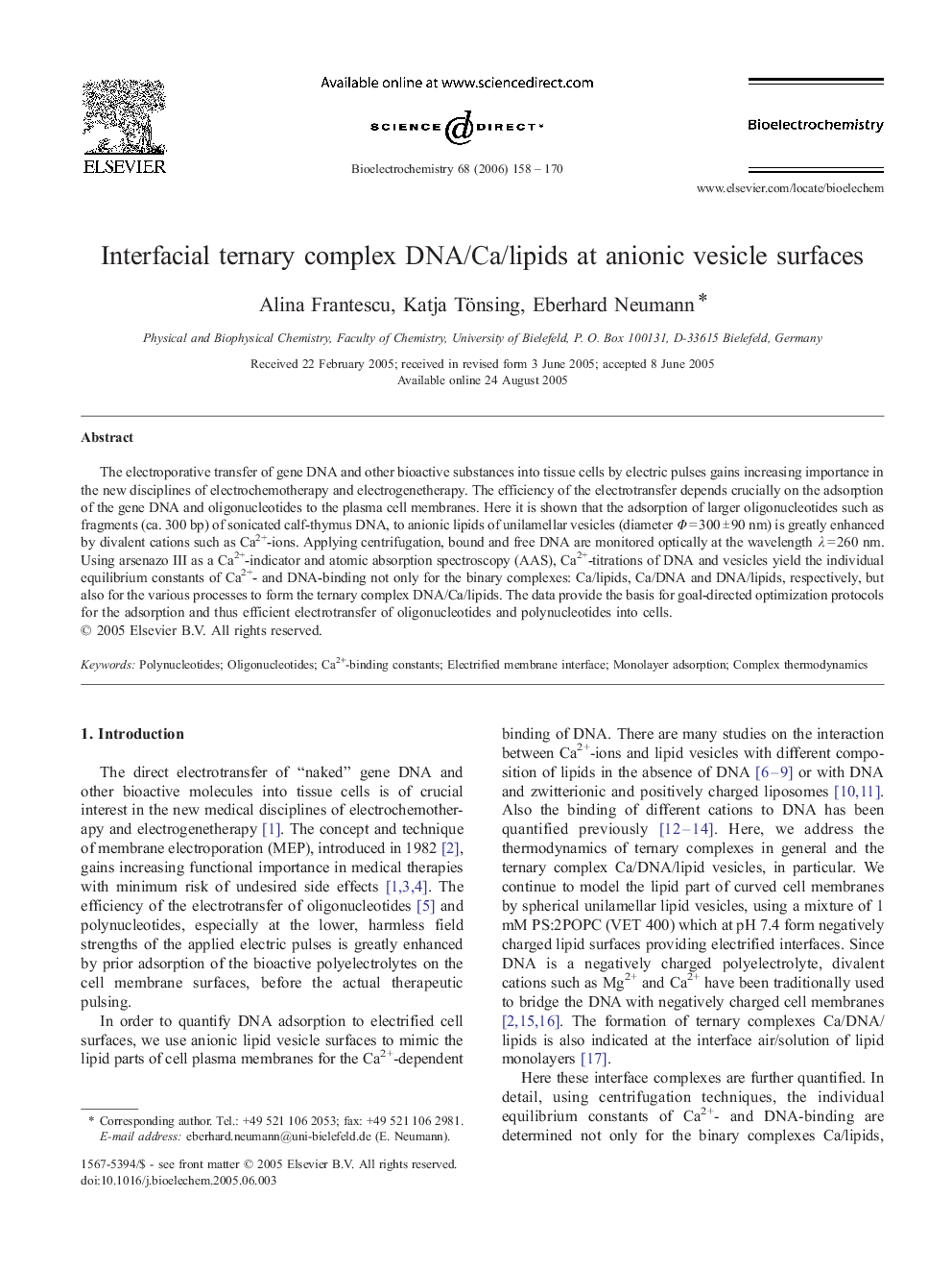 Interfacial ternary complex DNA/Ca/lipids at anionic vesicle surfaces