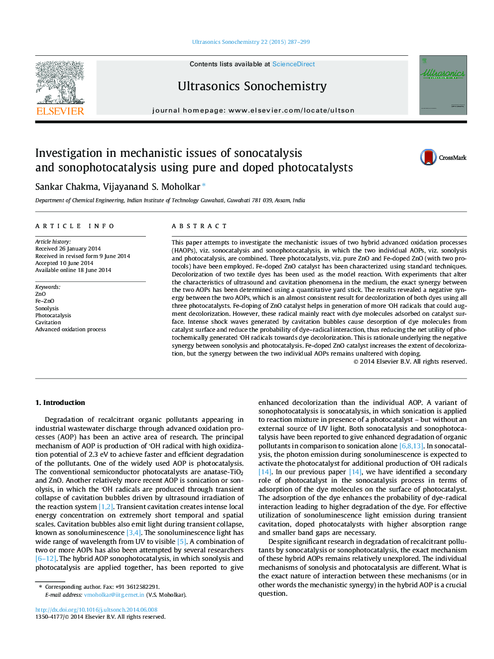 Investigation in mechanistic issues of sonocatalysis and sonophotocatalysis using pure and doped photocatalysts