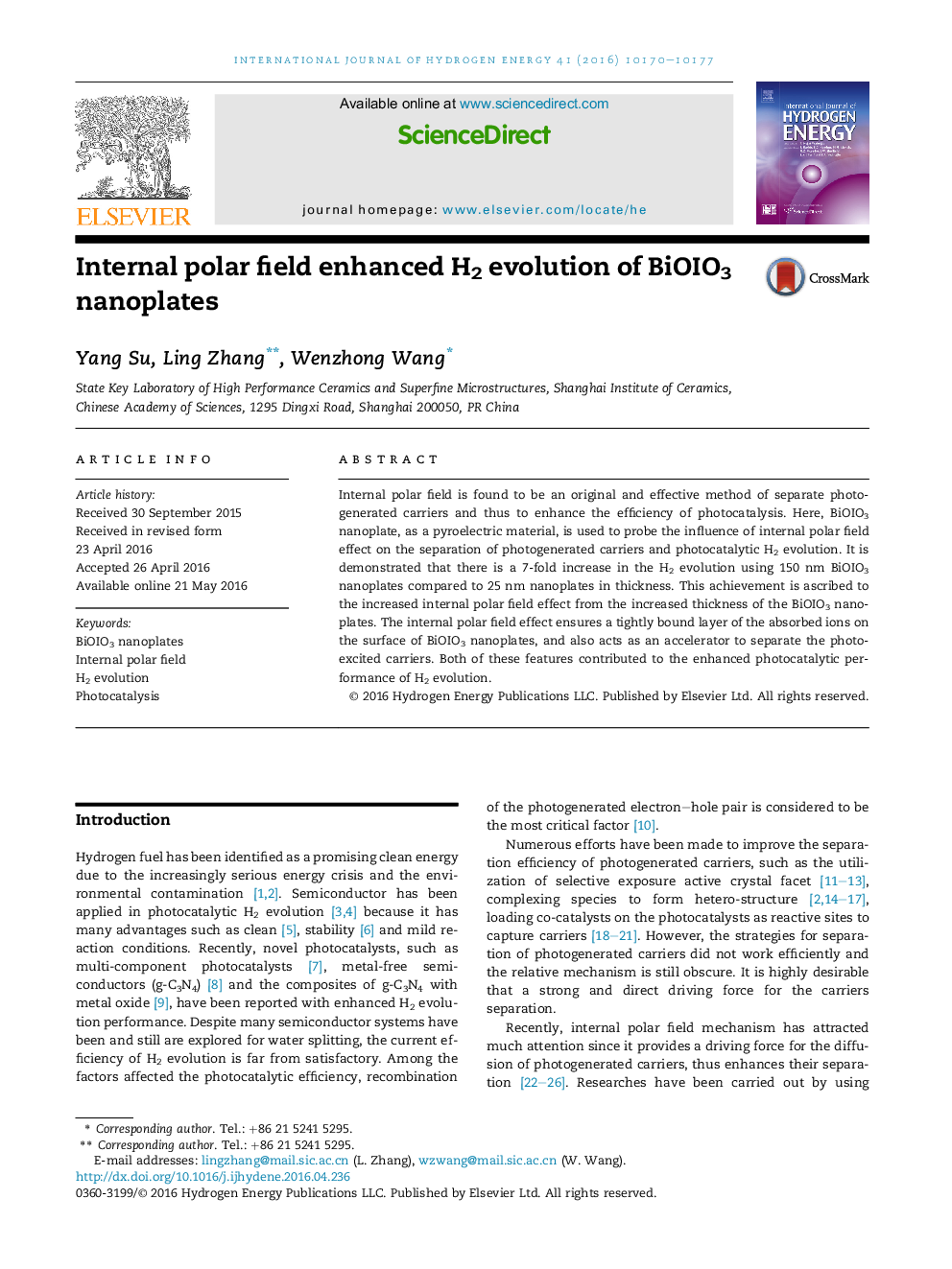 Internal polar field enhanced H2 evolution of BiOIO3 nanoplates