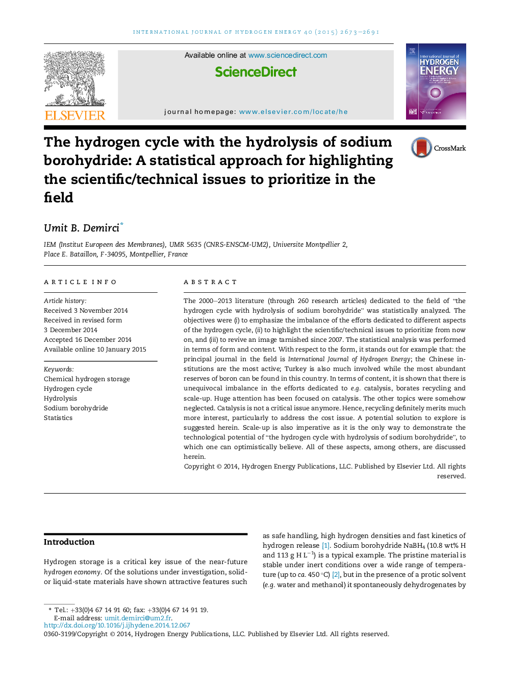 The hydrogen cycle with the hydrolysis of sodium borohydride: A statistical approach for highlighting the scientific/technical issues to prioritize in the field