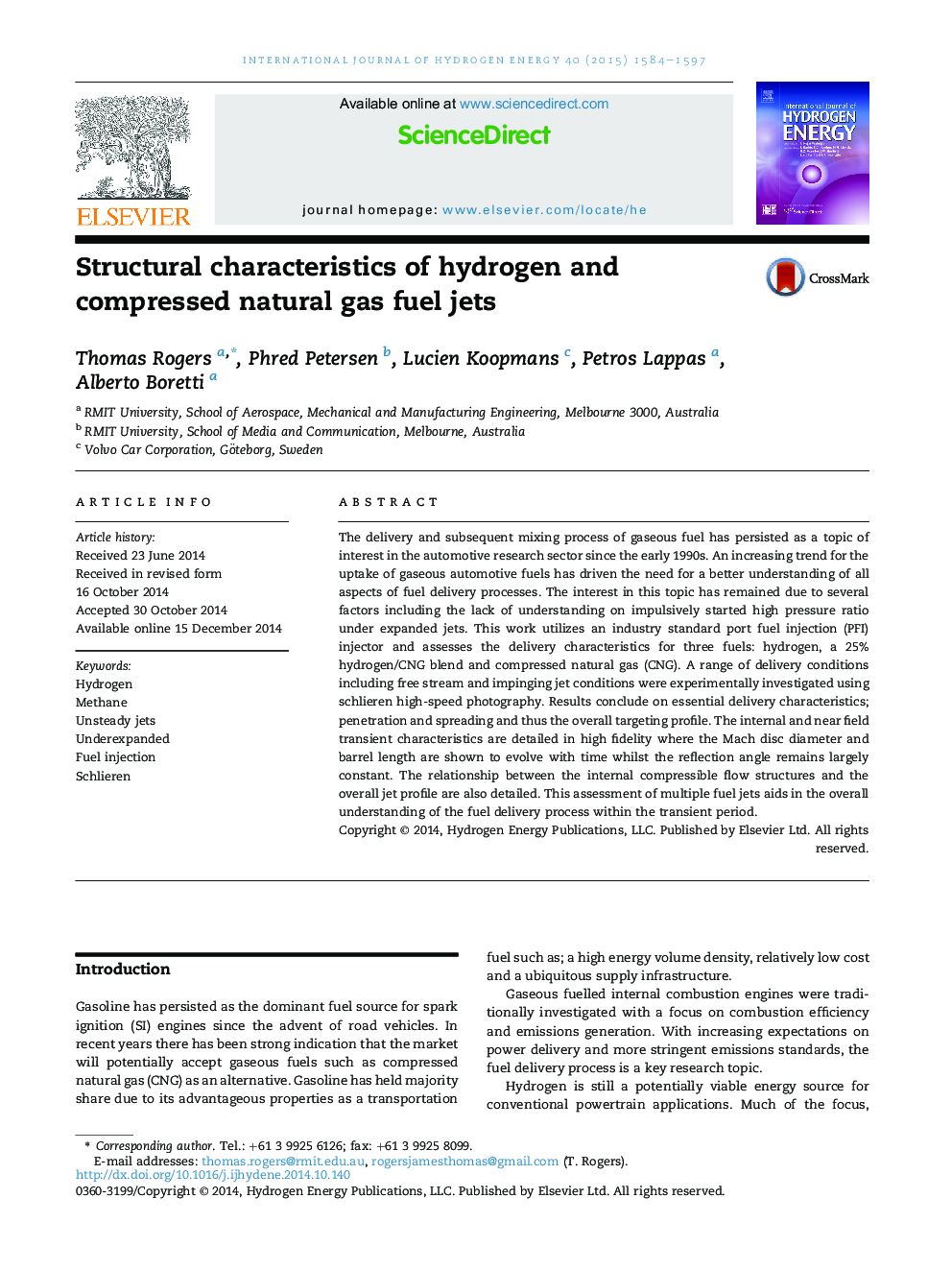 Structural characteristics of hydrogen and compressed natural gas fuel jets