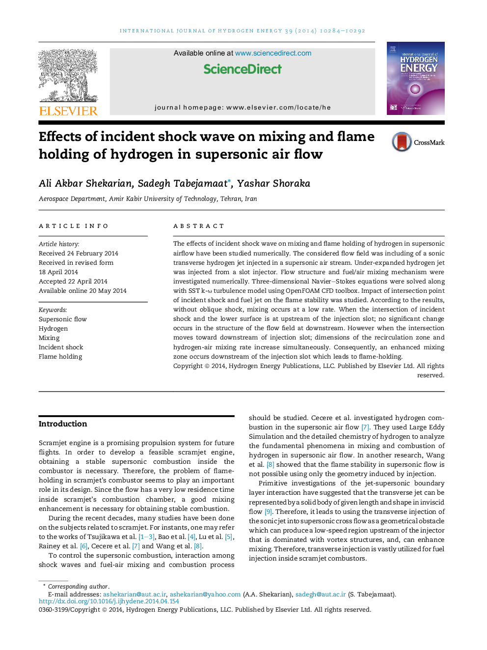 Effects of incident shock wave on mixing and flame holding of hydrogen in supersonic air flow