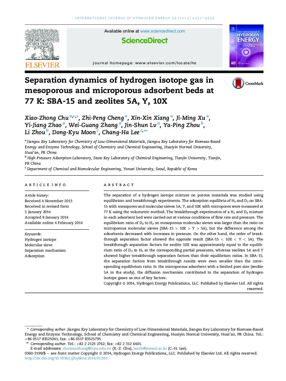 Separation dynamics of hydrogen isotope gas in mesoporous and microporous adsorbent beds at 77 K: SBA-15 and zeolites 5A, Y, 10X