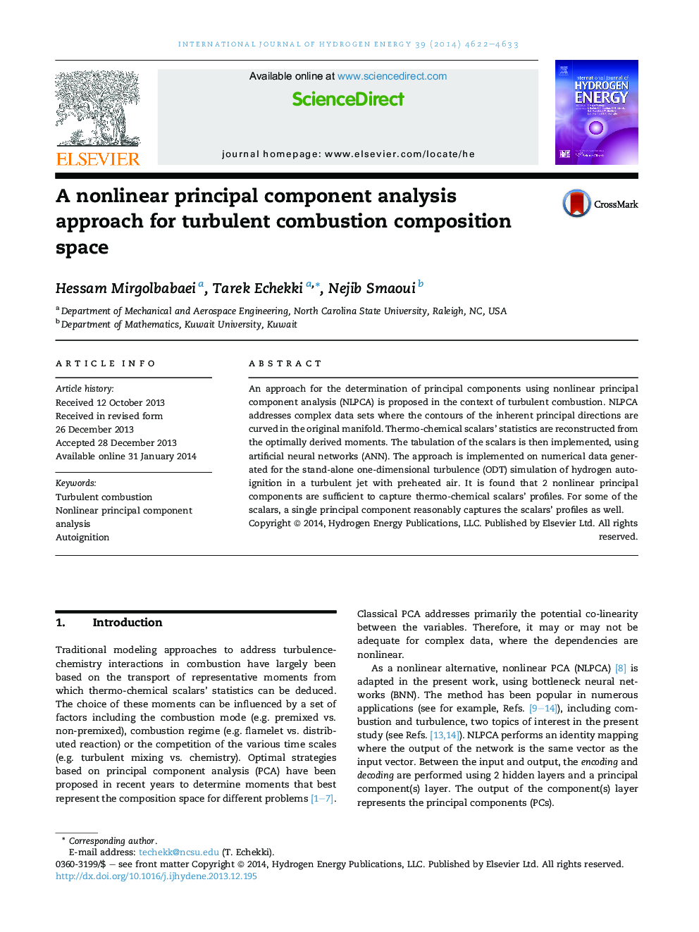 A nonlinear principal component analysis approach for turbulent combustion composition space