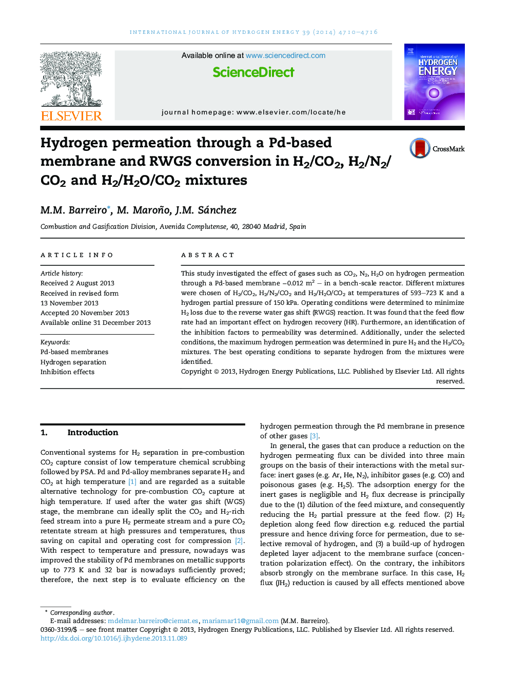 Hydrogen permeation through a Pd-based membrane and RWGS conversion in H2/CO2, H2/N2/CO2 and H2/H2O/CO2 mixtures