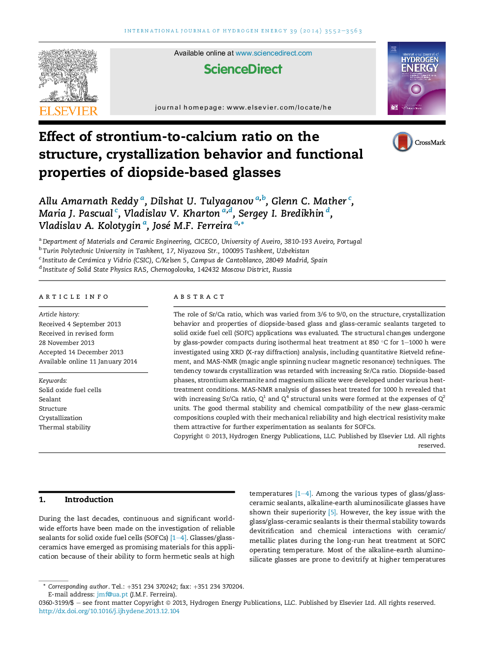 Effect of strontium-to-calcium ratio on the structure, crystallization behavior and functional properties of diopside-based glasses