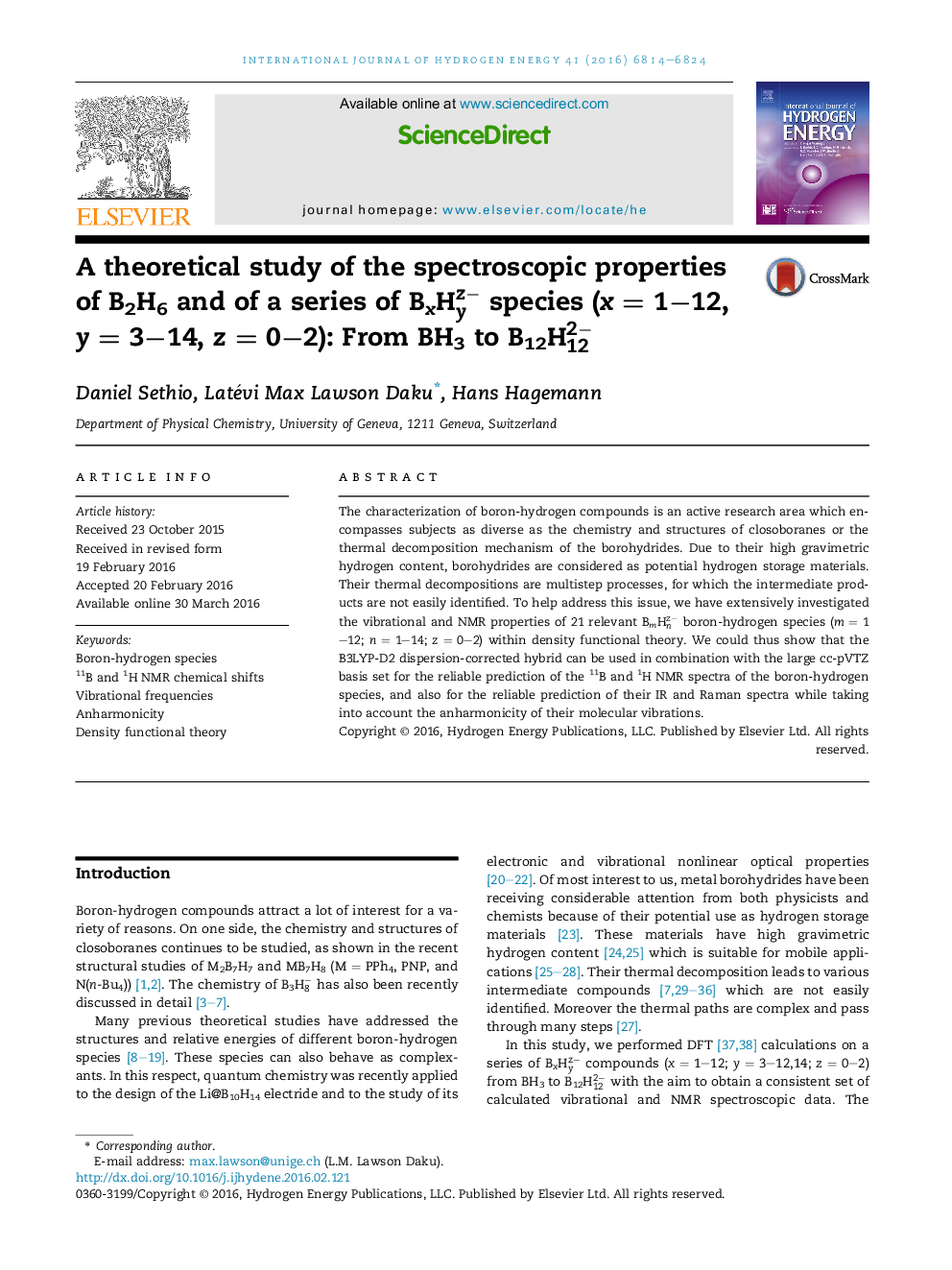 A theoretical study of the spectroscopic properties of B2H6 and of a series of BxHyz− species (x = 1−12, y = 3−14, z = 0−2): From BH3 to B12H122−