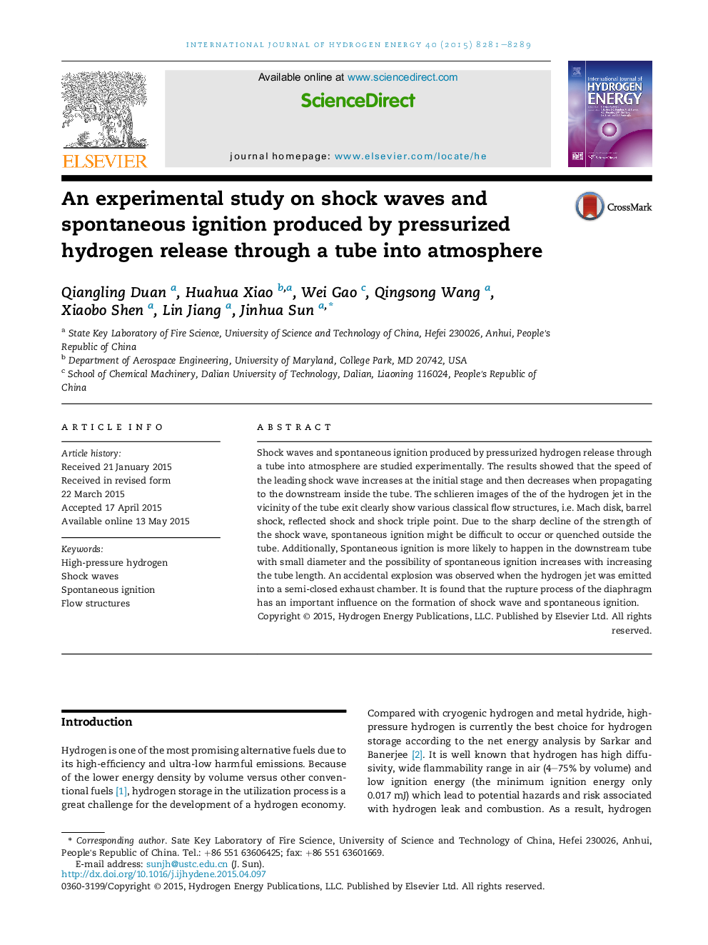 An experimental study on shock waves and spontaneous ignition produced by pressurized hydrogen release through a tube into atmosphere