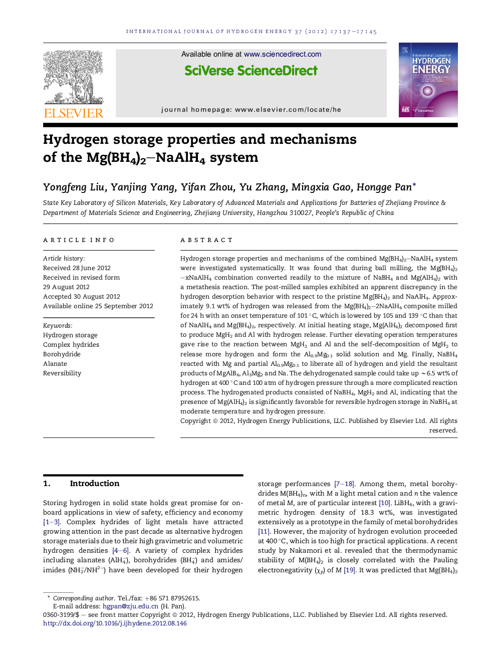 Hydrogen storage properties and mechanisms of the Mg(BH4)2–NaAlH4 system