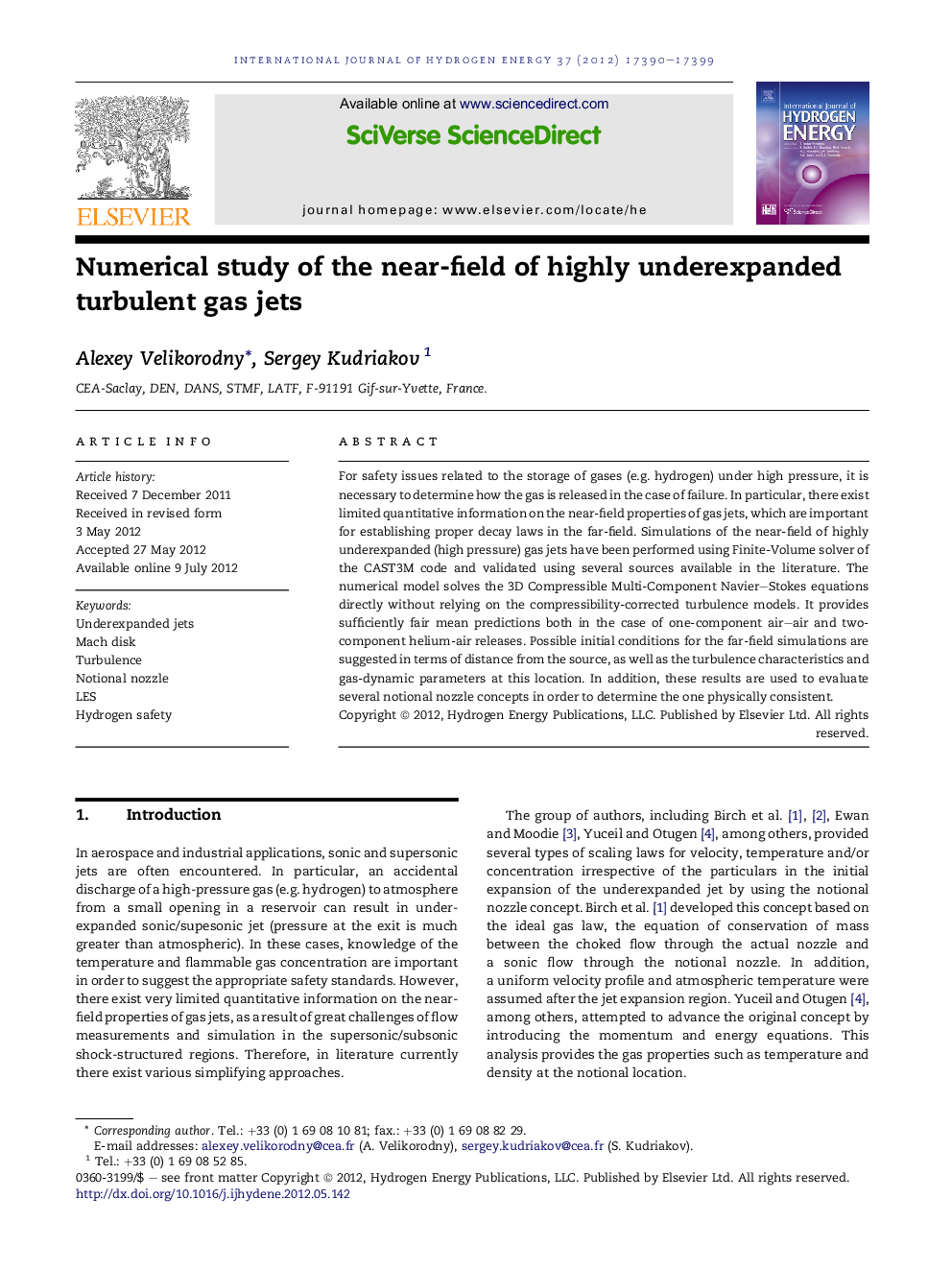 Numerical study of the near-field of highly underexpanded turbulent gas jets