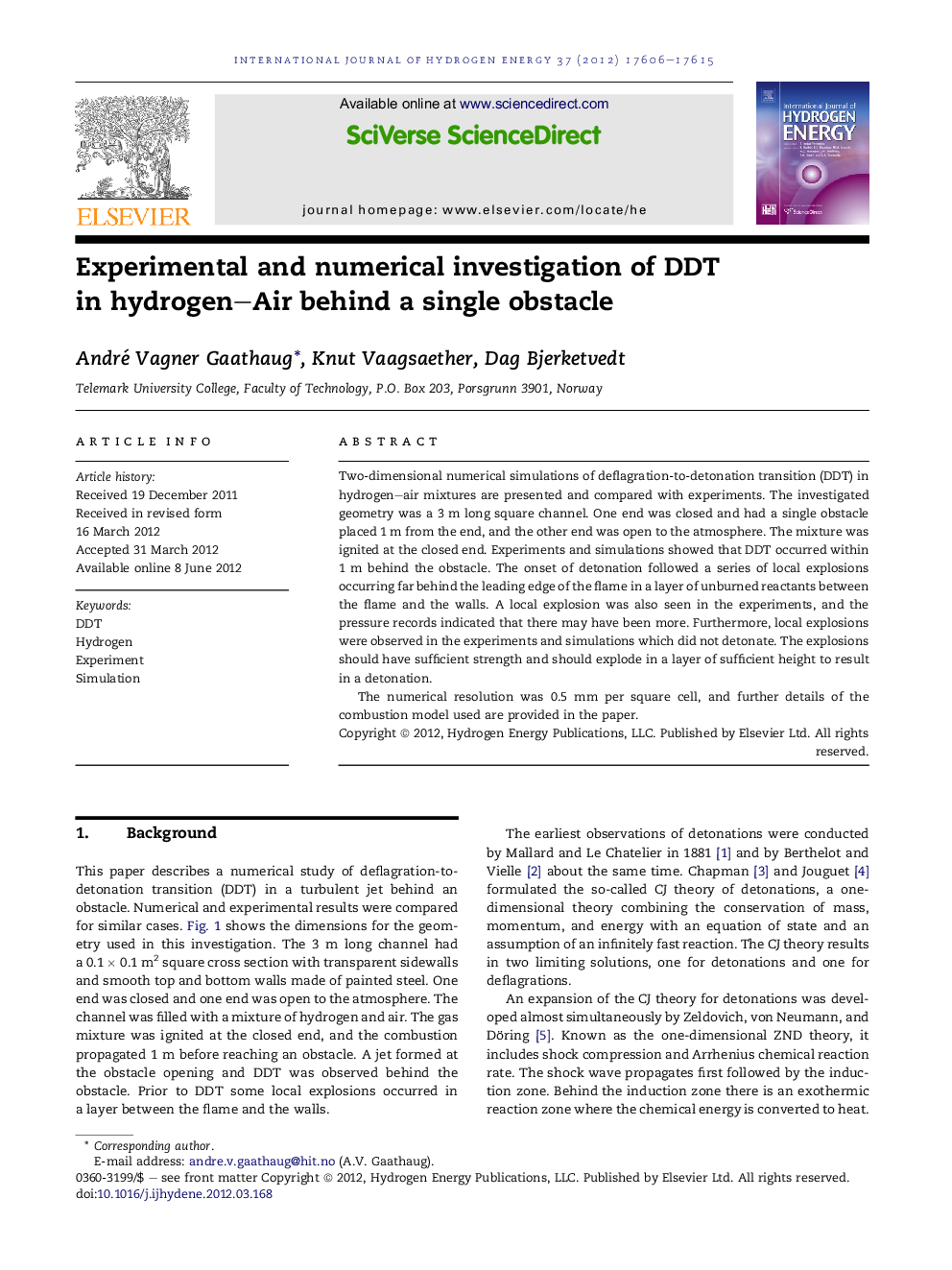 Experimental and numerical investigation of DDT in hydrogen–Air behind a single obstacle