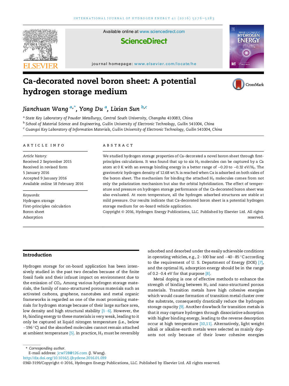 Ca-decorated novel boron sheet: A potential hydrogen storage medium