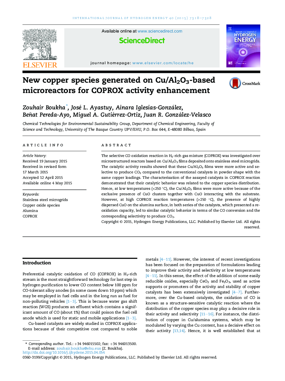 New copper species generated on Cu/Al2O3-based microreactors for COPROX activity enhancement