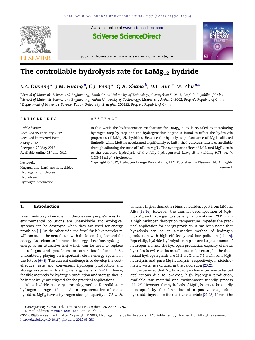 The controllable hydrolysis rate for LaMg12 hydride