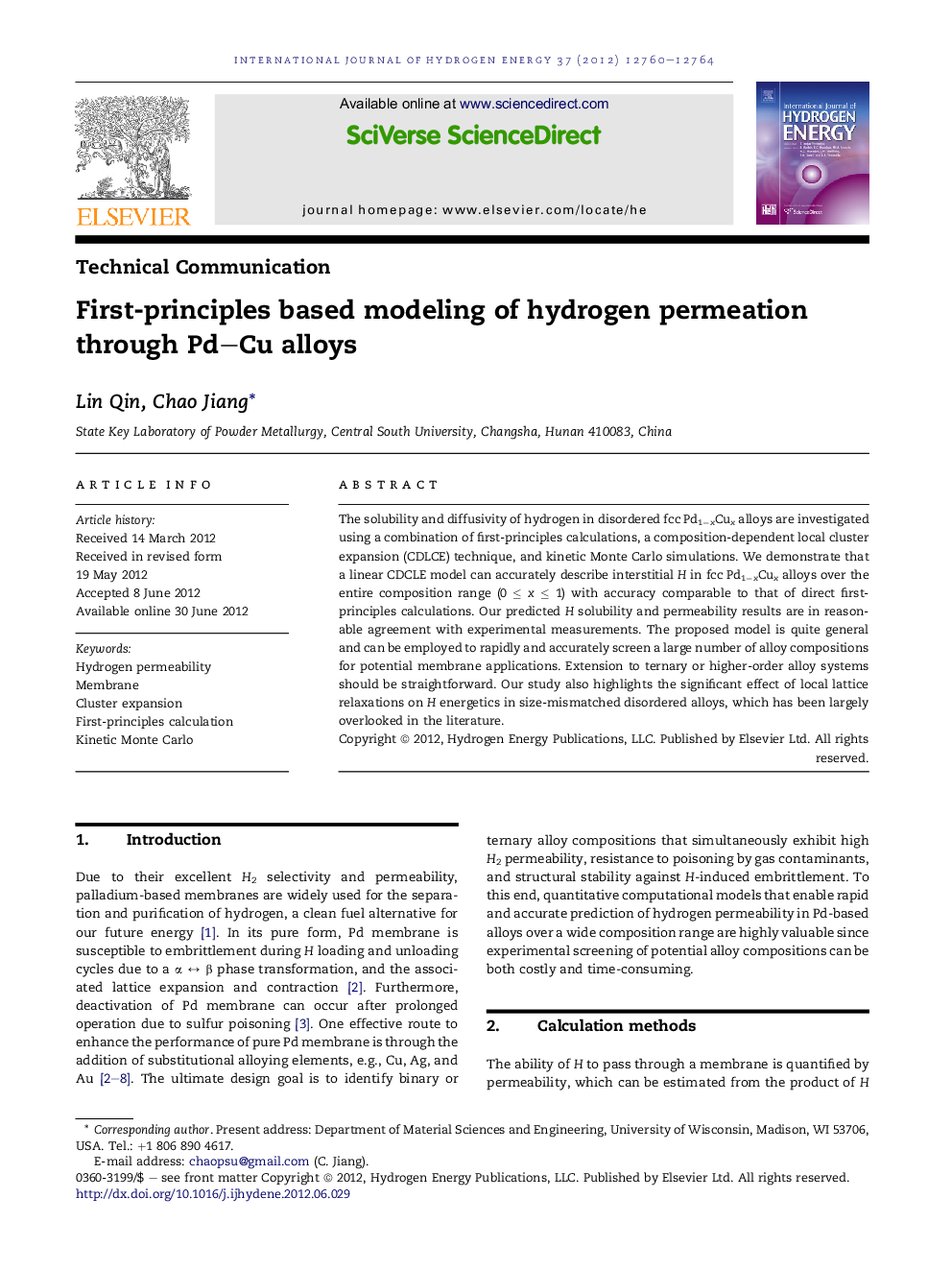 First-principles based modeling of hydrogen permeation through Pd–Cu alloys