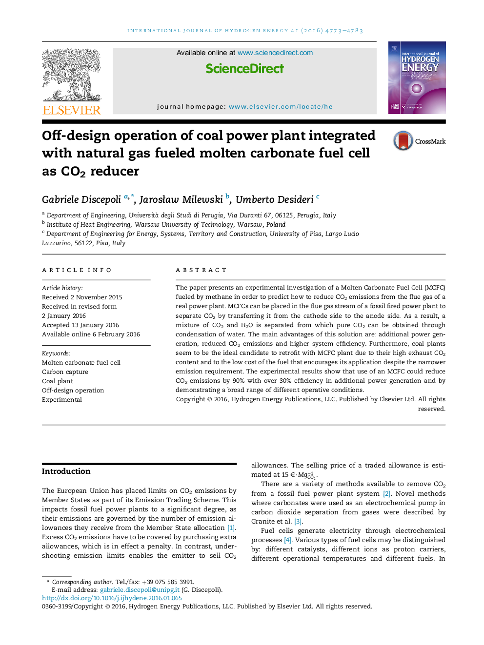 Off-design operation of coal power plant integrated with natural gas fueled molten carbonate fuel cell as CO2 reducer