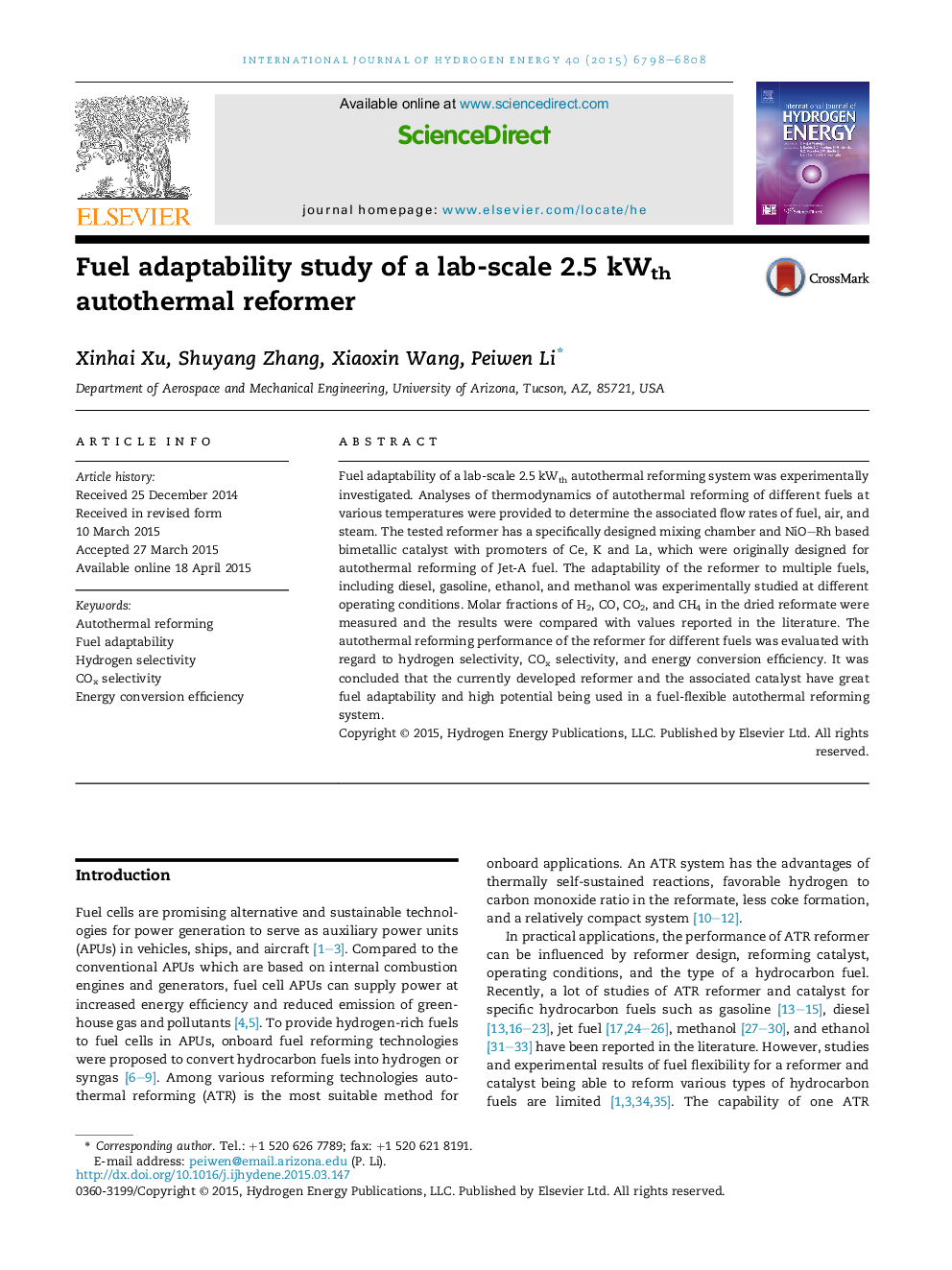 Fuel adaptability study of a lab-scale 2.5 kWth autothermal reformer