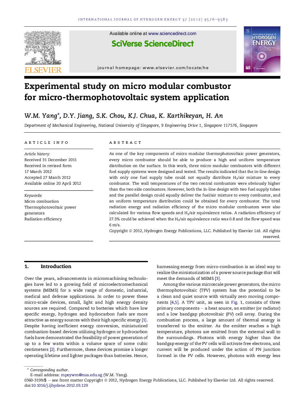 Experimental study on micro modular combustor for micro-thermophotovoltaic system application