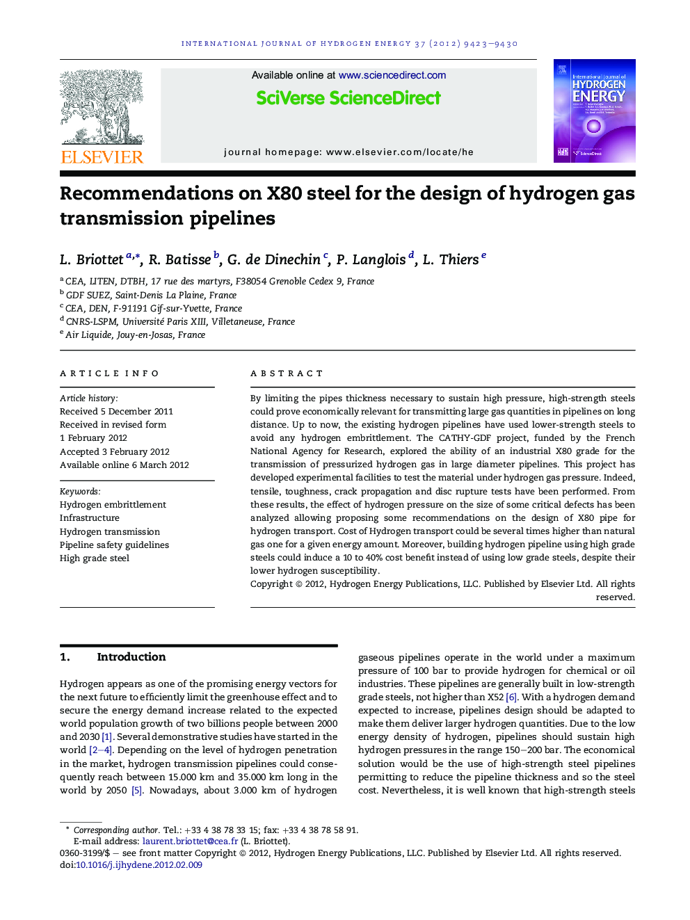 Recommendations on X80 steel for the design of hydrogen gas transmission pipelines