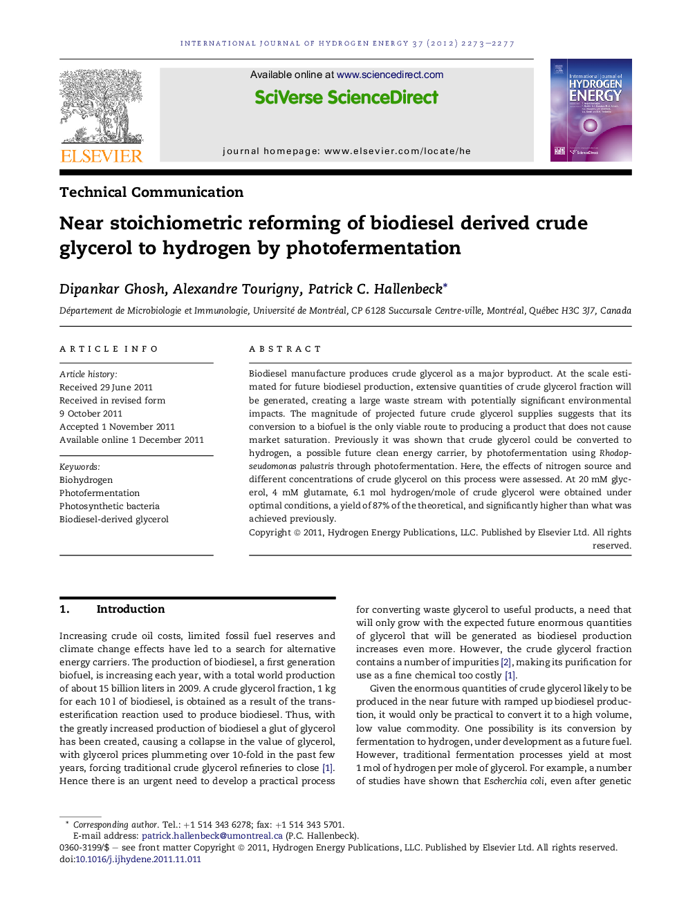 Near stoichiometric reforming of biodiesel derived crude glycerol to hydrogen by photofermentation