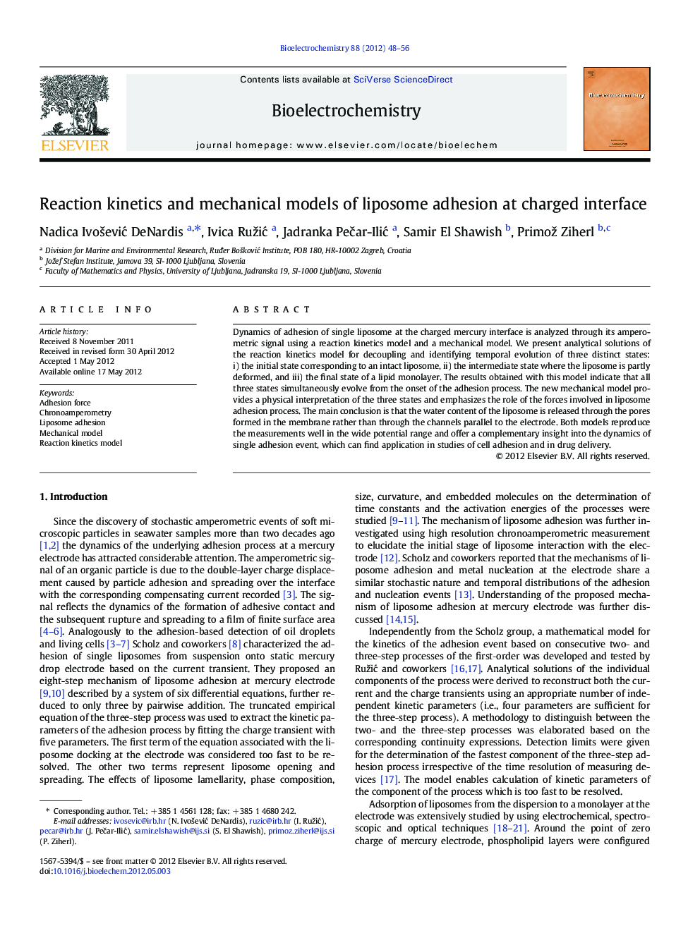 Reaction kinetics and mechanical models of liposome adhesion at charged interface