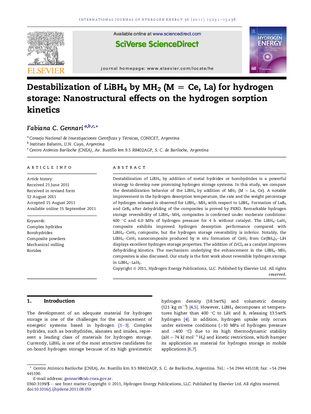 Destabilization of LiBH4 by MH2 (M = Ce, La) for hydrogen storage: Nanostructural effects on the hydrogen sorption kinetics