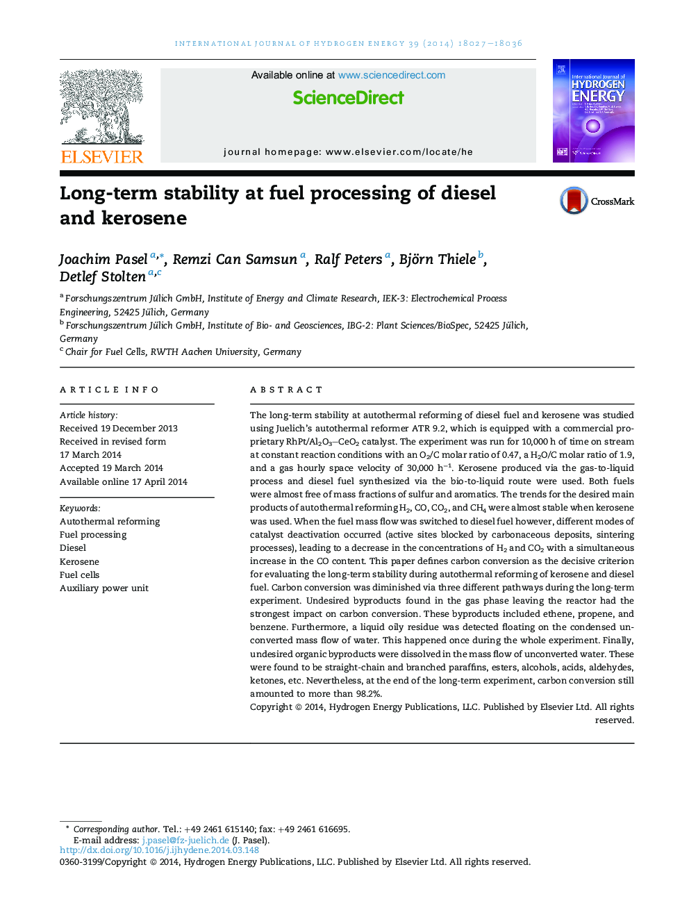 Long-term stability at fuel processing of diesel and kerosene