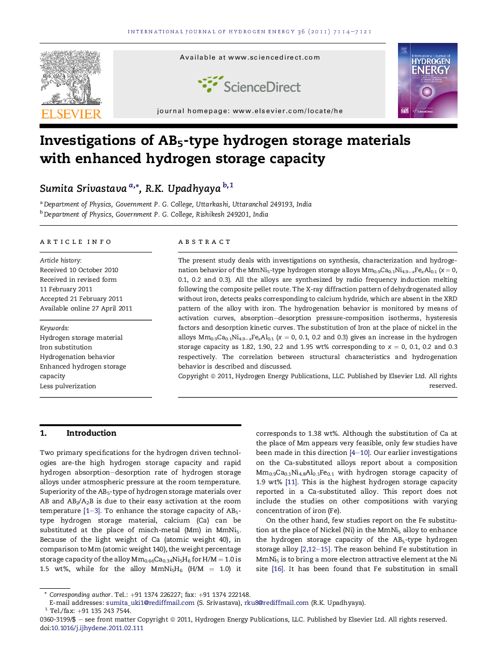 Investigations of AB5-type hydrogen storage materials with enhanced hydrogen storage capacity