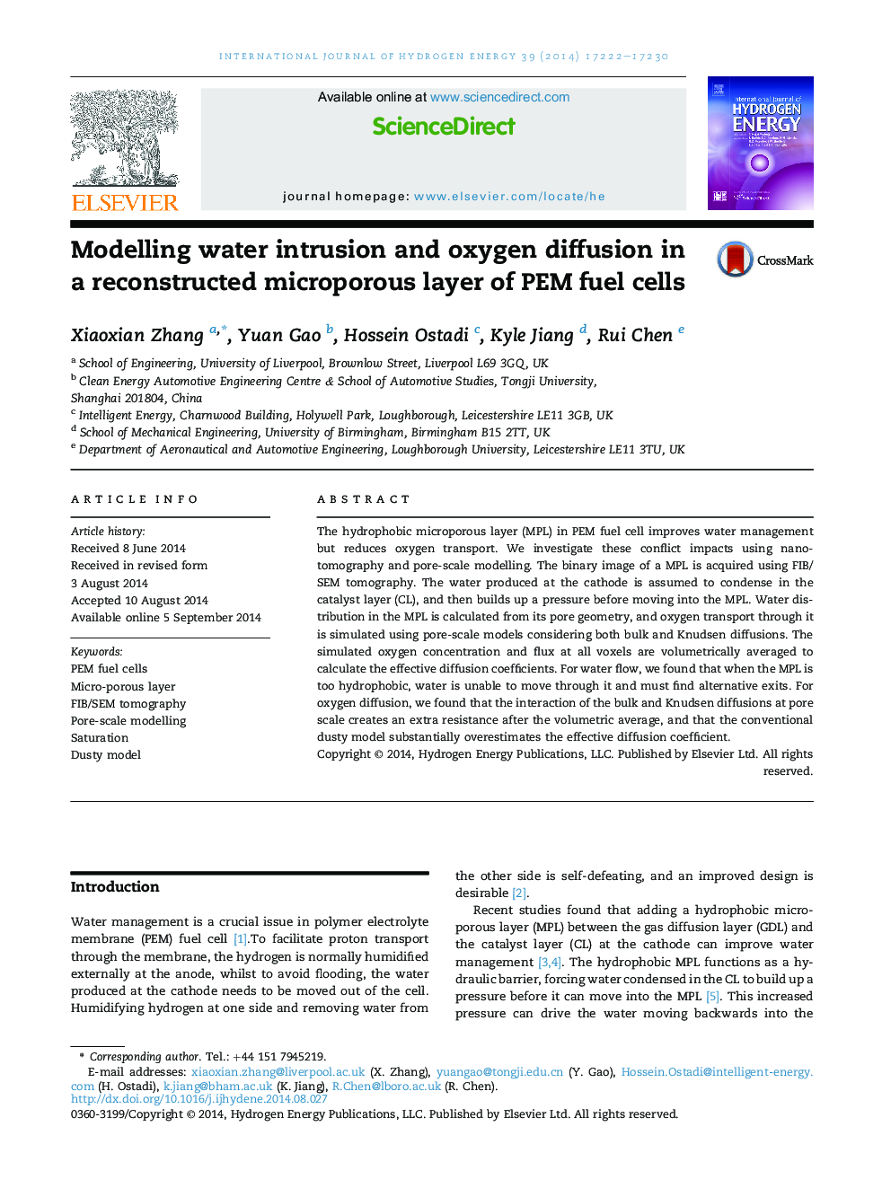 Modelling water intrusion and oxygen diffusion in a reconstructed microporous layer of PEM fuel cells