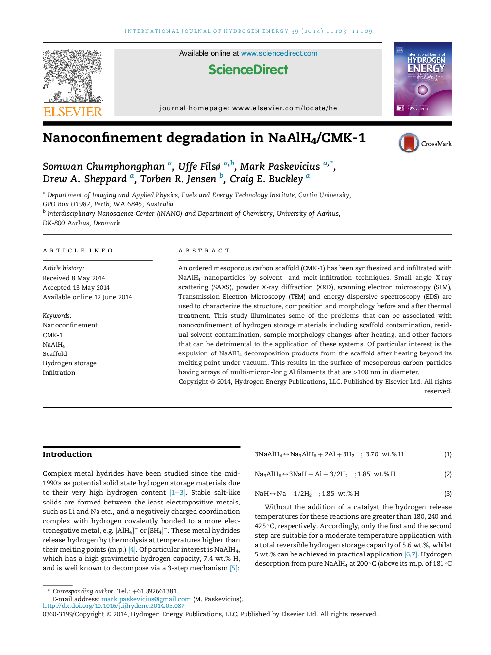 Nanoconfinement degradation in NaAlH4/CMK-1