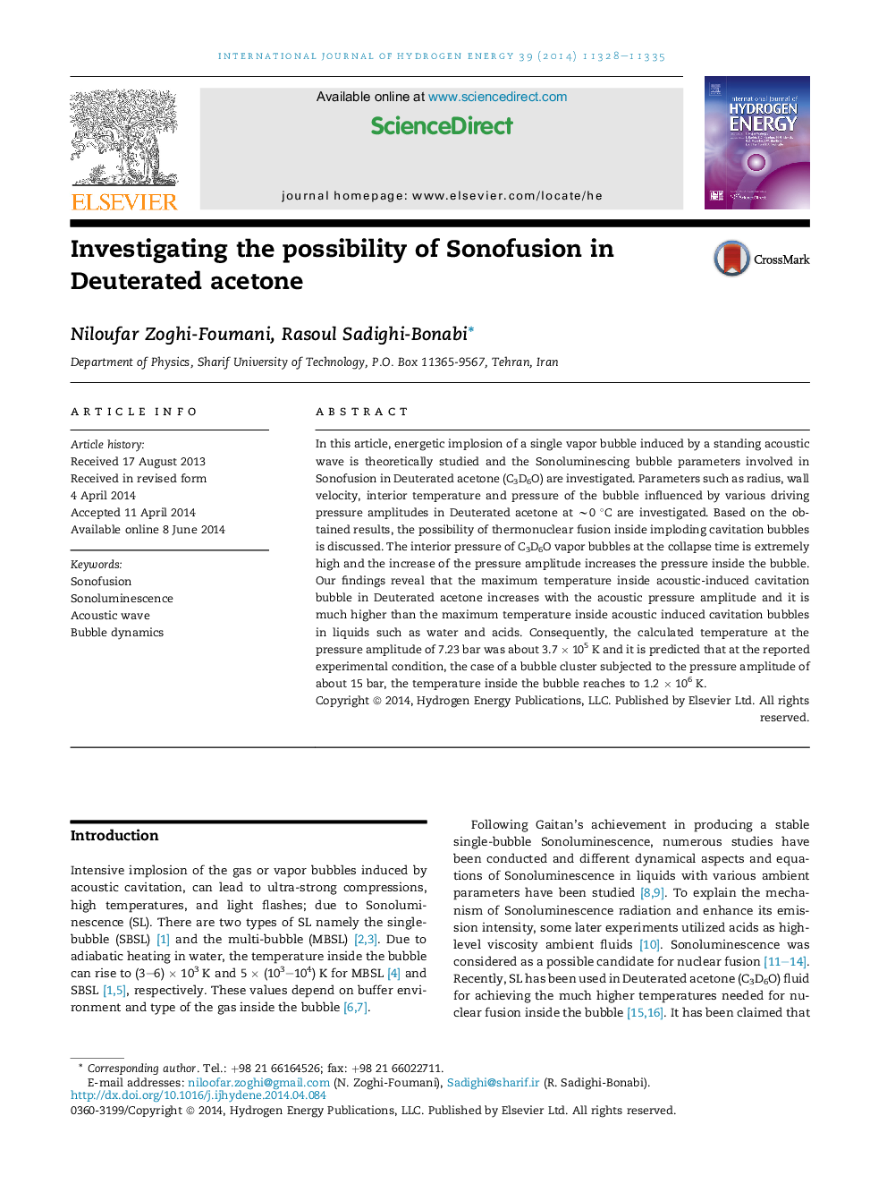 Investigating the possibility of Sonofusion in Deuterated acetone