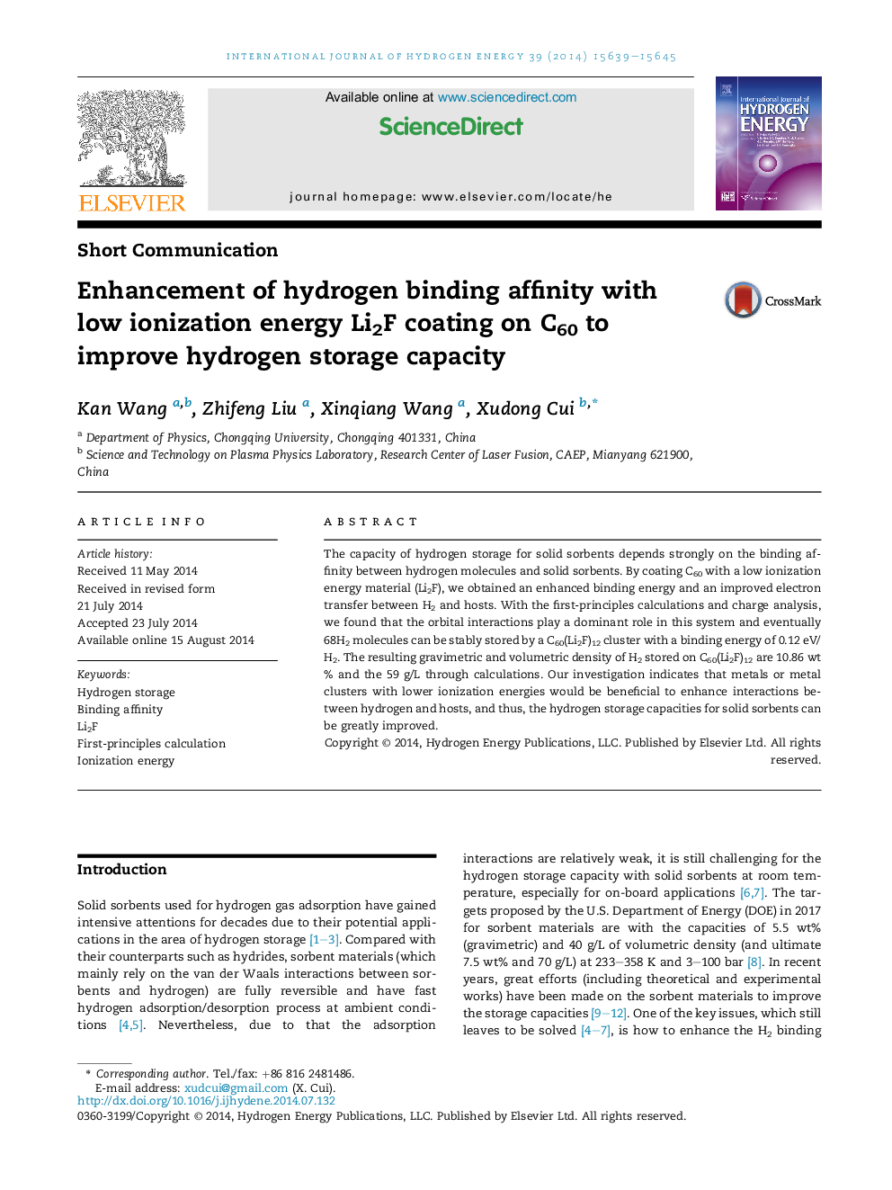 Enhancement of hydrogen binding affinity with low ionization energy Li2F coating on C60 to improve hydrogen storage capacity