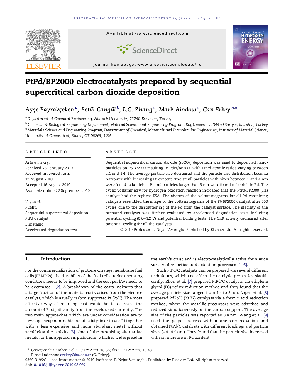 PtPd/BP2000 electrocatalysts prepared by sequential supercritical carbon dioxide deposition