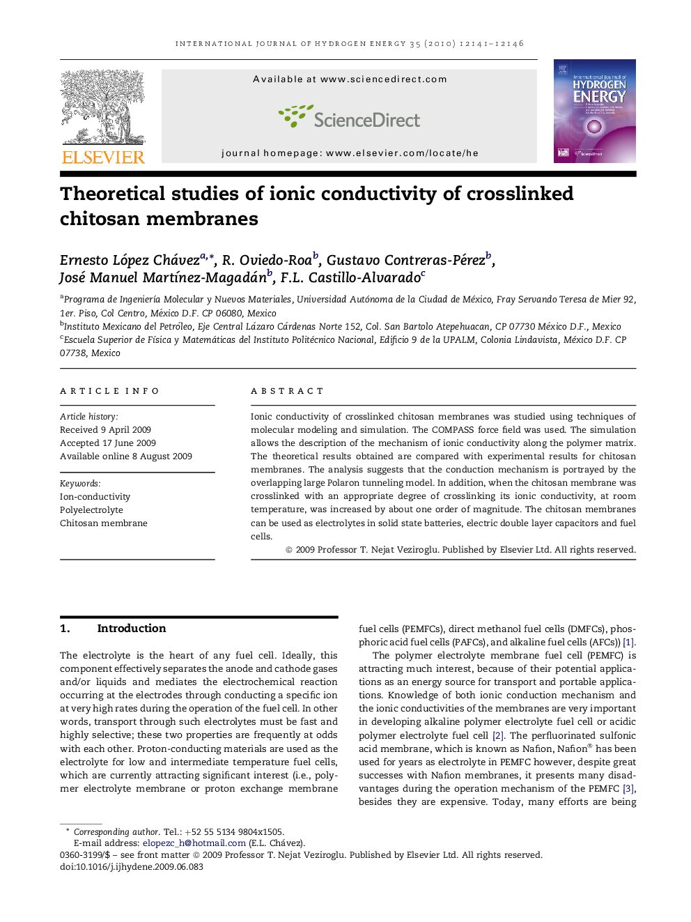 Theoretical studies of ionic conductivity of crosslinked chitosan membranes