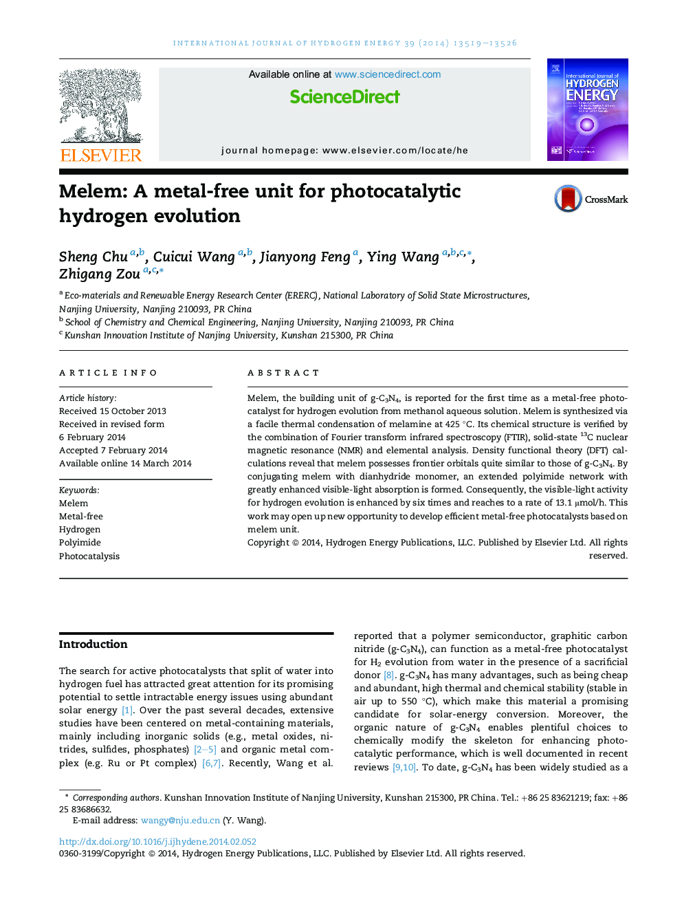 Melem: A metal-free unit for photocatalytic hydrogen evolution