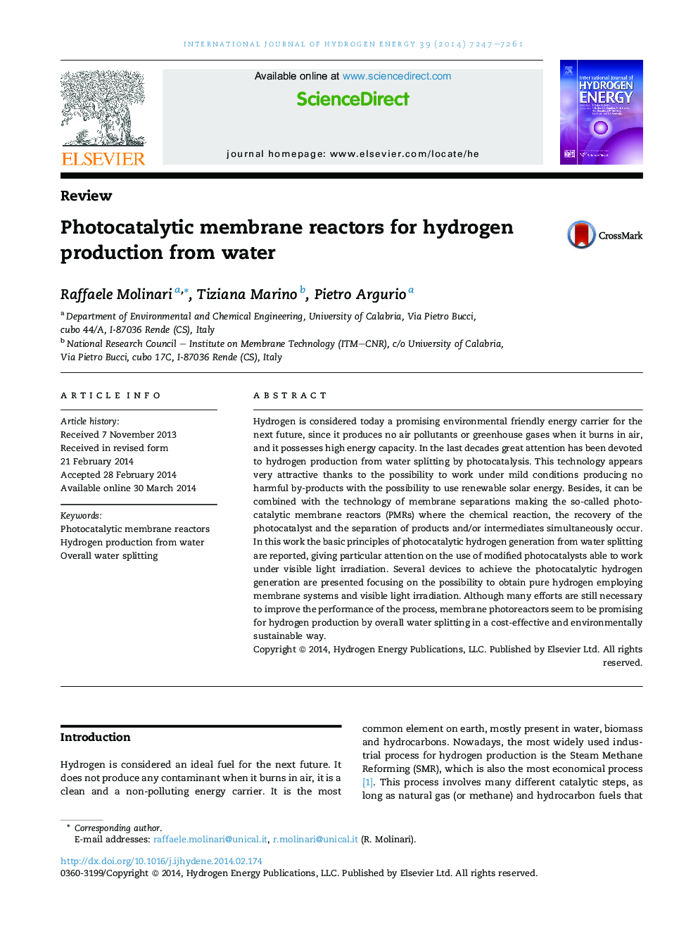 راکتورهای غشایی فوتوکاتالیستی برای تولید هیدروژن از آب است 