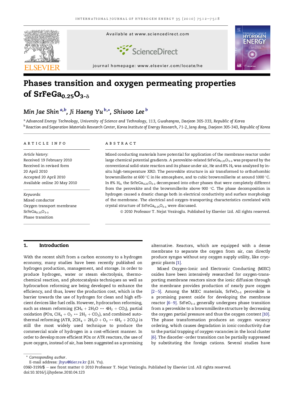 Phases transition and oxygen permeating properties of SrFeGa0.25O3-δ