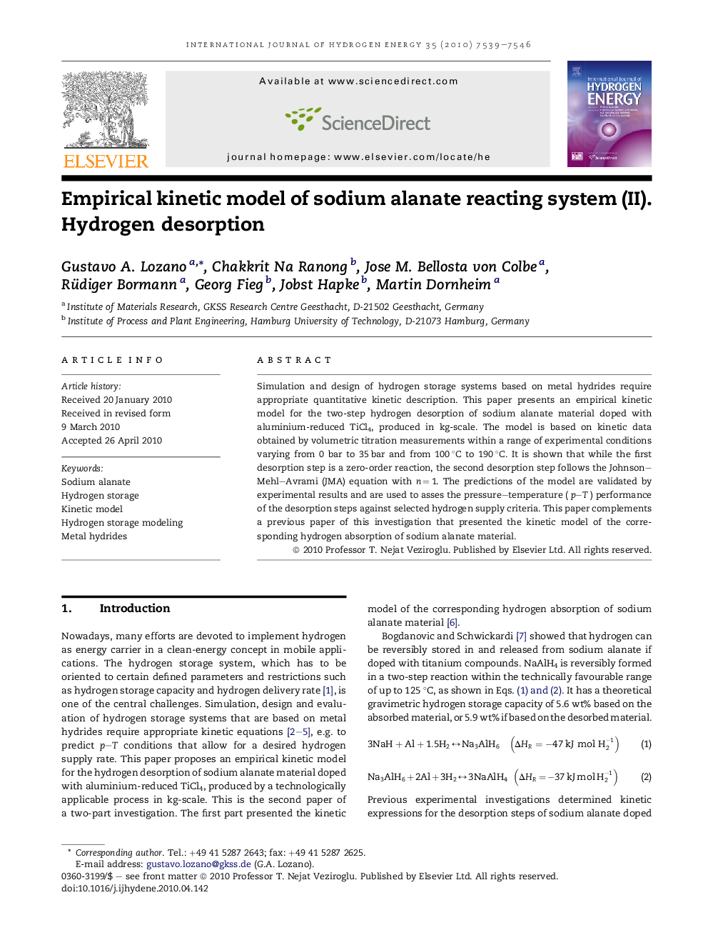 Empirical kinetic model of sodium alanate reacting system (II). Hydrogen desorption