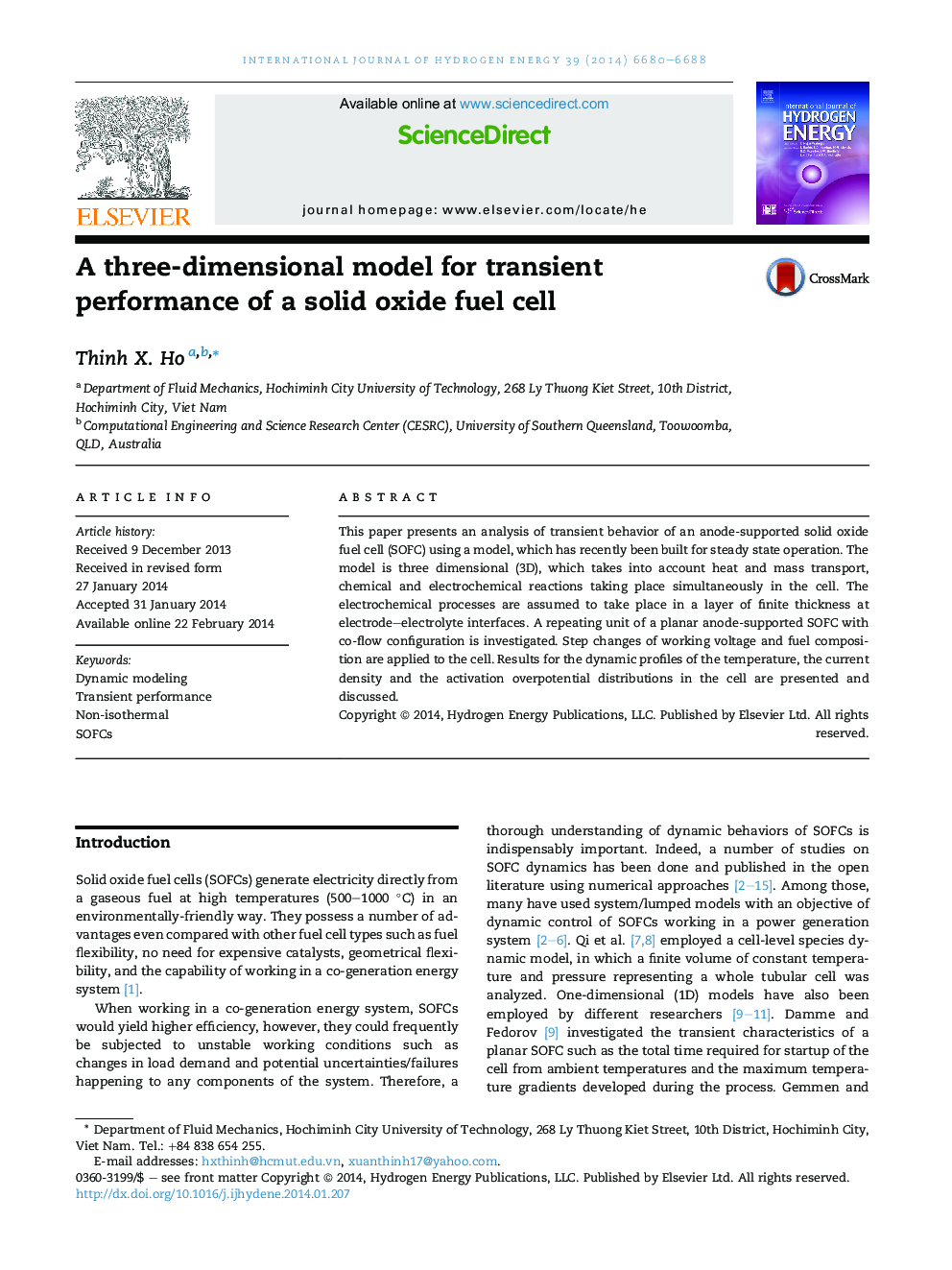 A three-dimensional model for transient performance of a solid oxide fuel cell