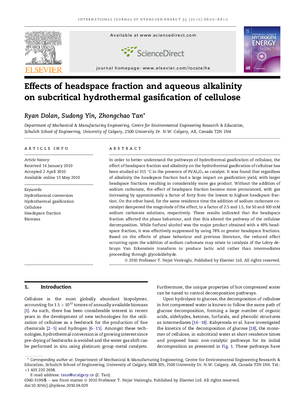 Effects of headspace fraction and aqueous alkalinity on subcritical hydrothermal gasification of cellulose