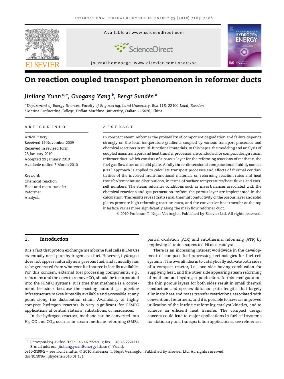 On reaction coupled transport phenomenon in reformer ducts