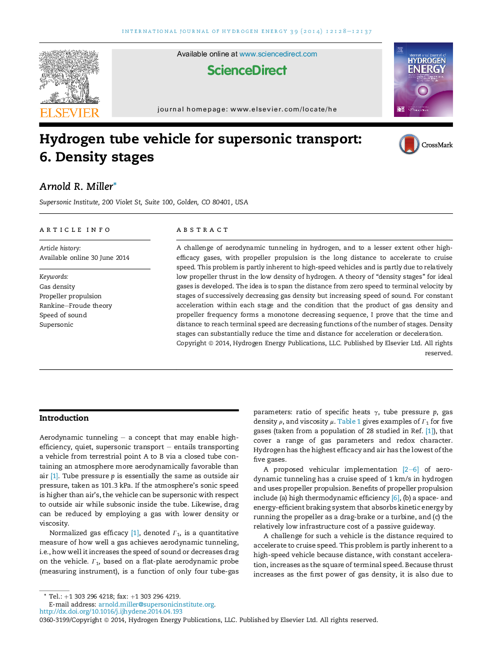 Hydrogen tube vehicle for supersonic transport: 6. Density stages