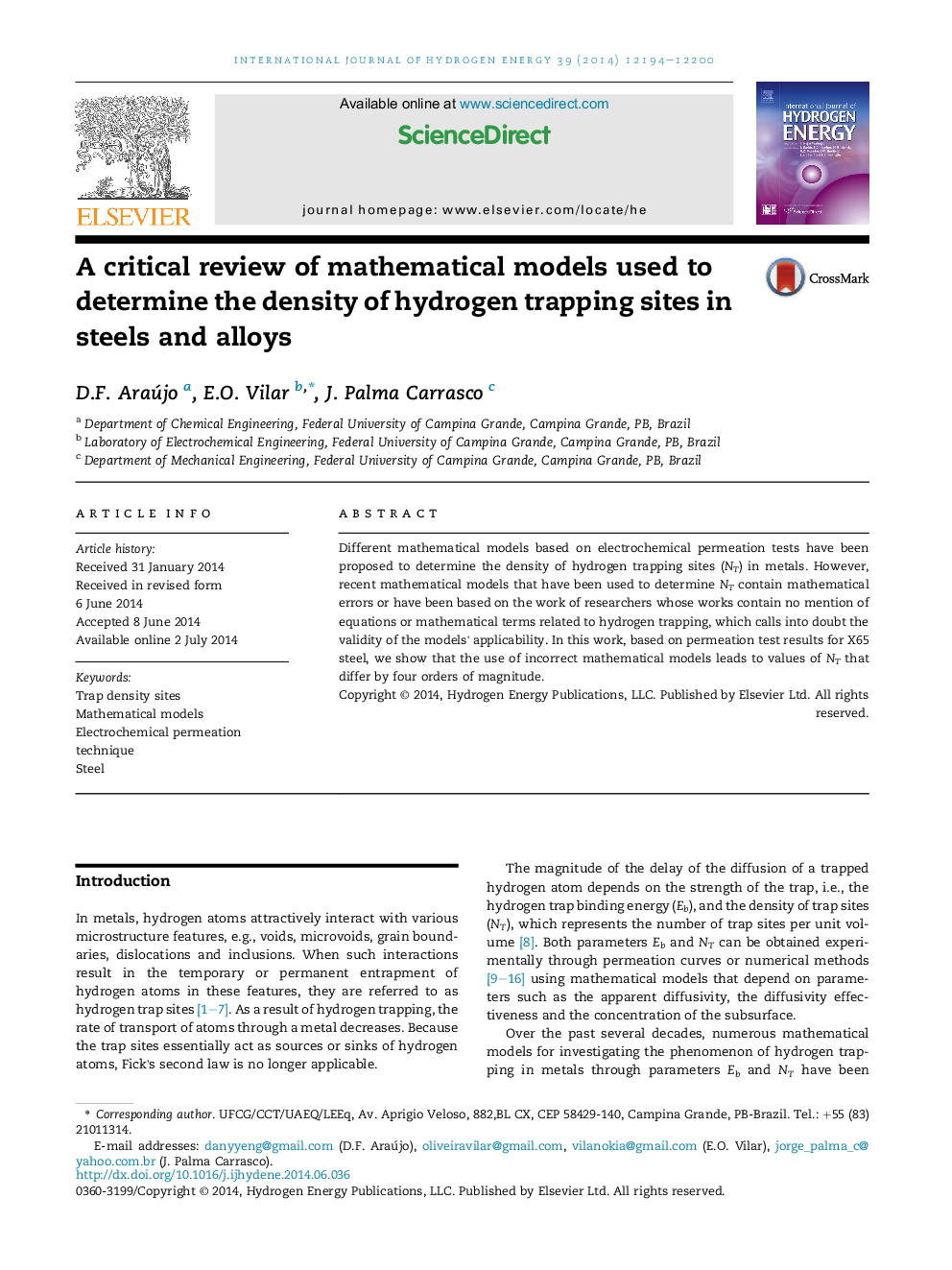 A critical review of mathematical models used to determine the density of hydrogen trapping sites in steels and alloys