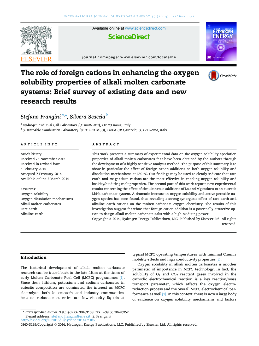 The role of foreign cations in enhancing the oxygen solubility properties of alkali molten carbonate systems: Brief survey of existing data and new research results