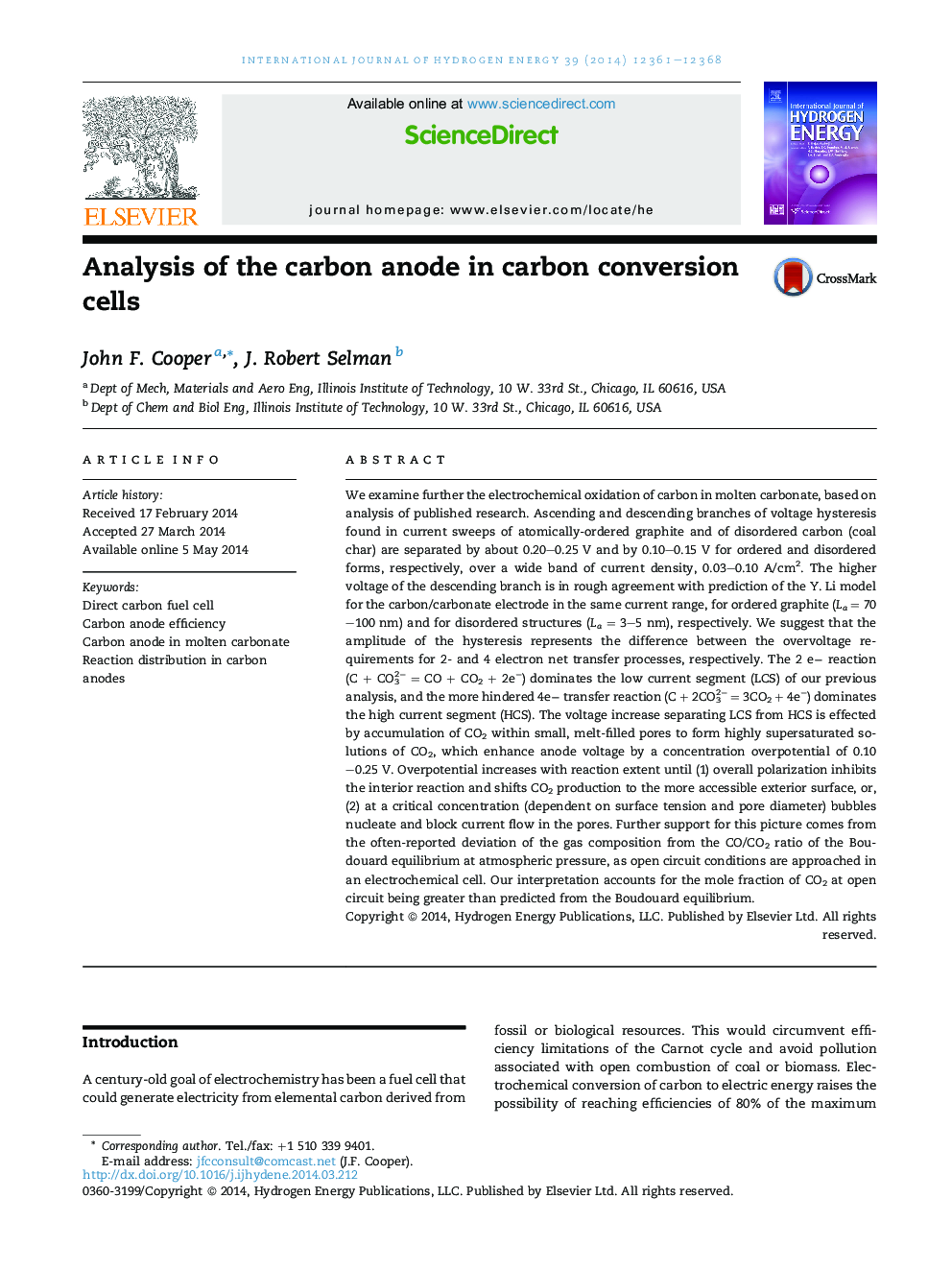 Analysis of the carbon anode in carbon conversion cells