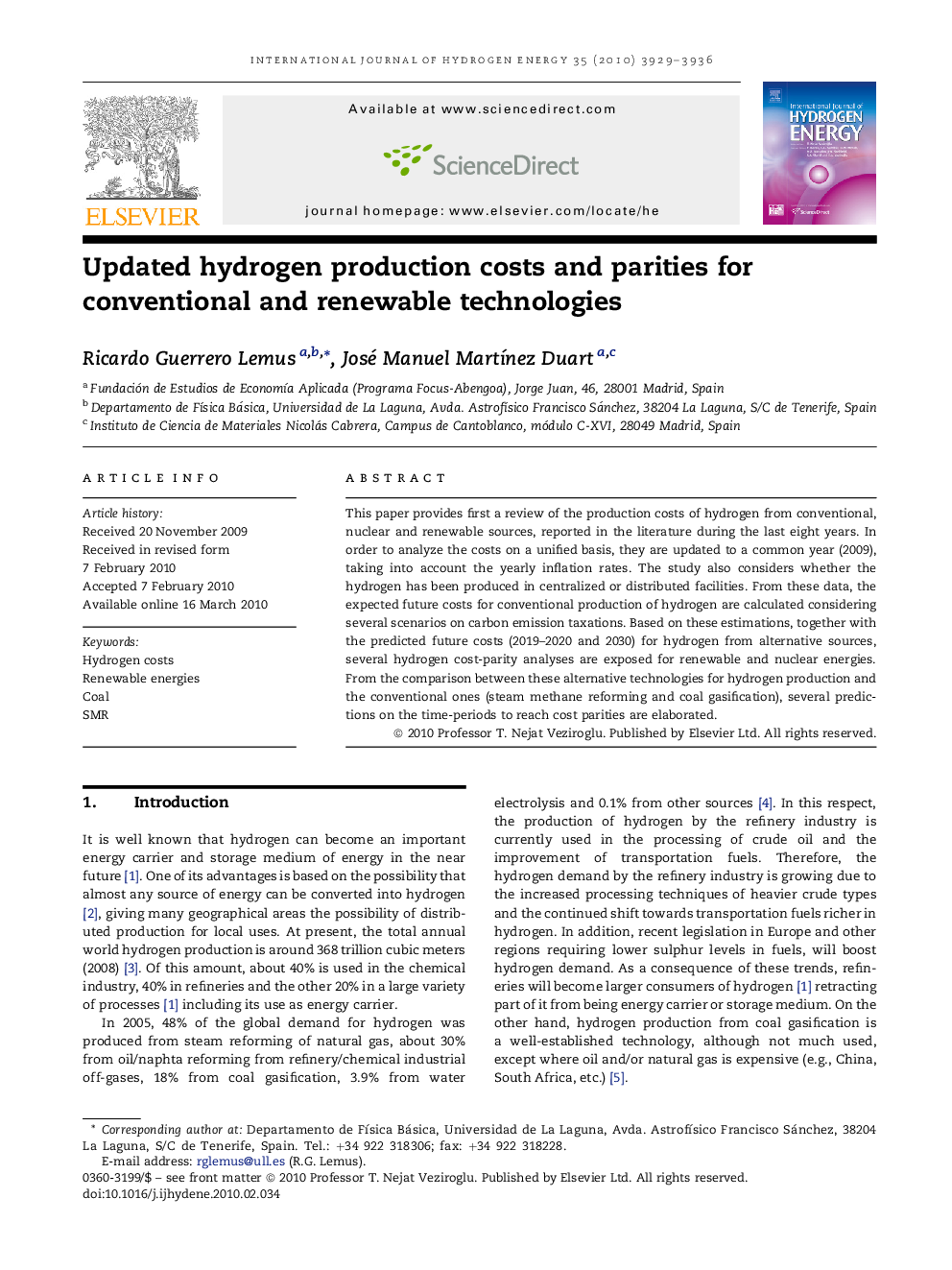 Updated hydrogen production costs and parities for conventional and renewable technologies