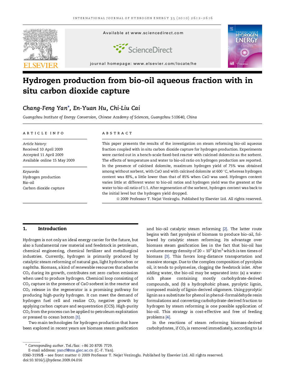 Hydrogen production from bio-oil aqueous fraction with in situ carbon dioxide capture