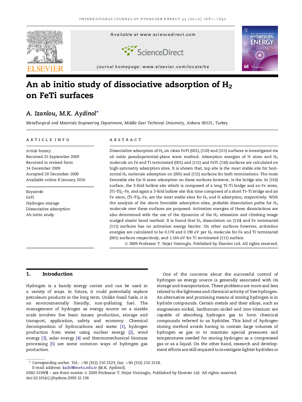 An ab initio study of dissociative adsorption of H2 on FeTi surfaces