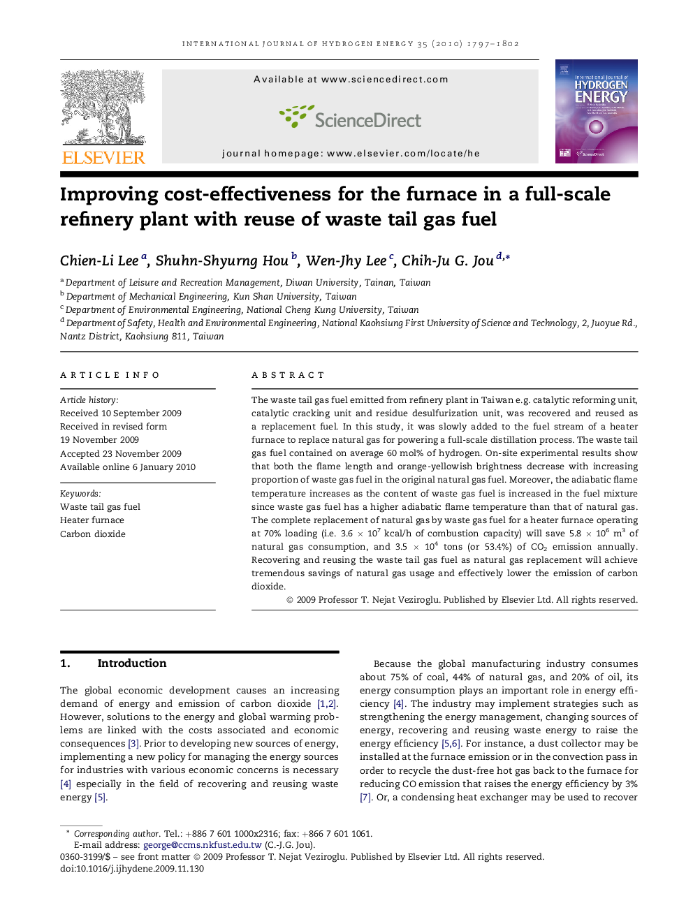 Improving cost-effectiveness for the furnace in a full-scale refinery plant with reuse of waste tail gas fuel